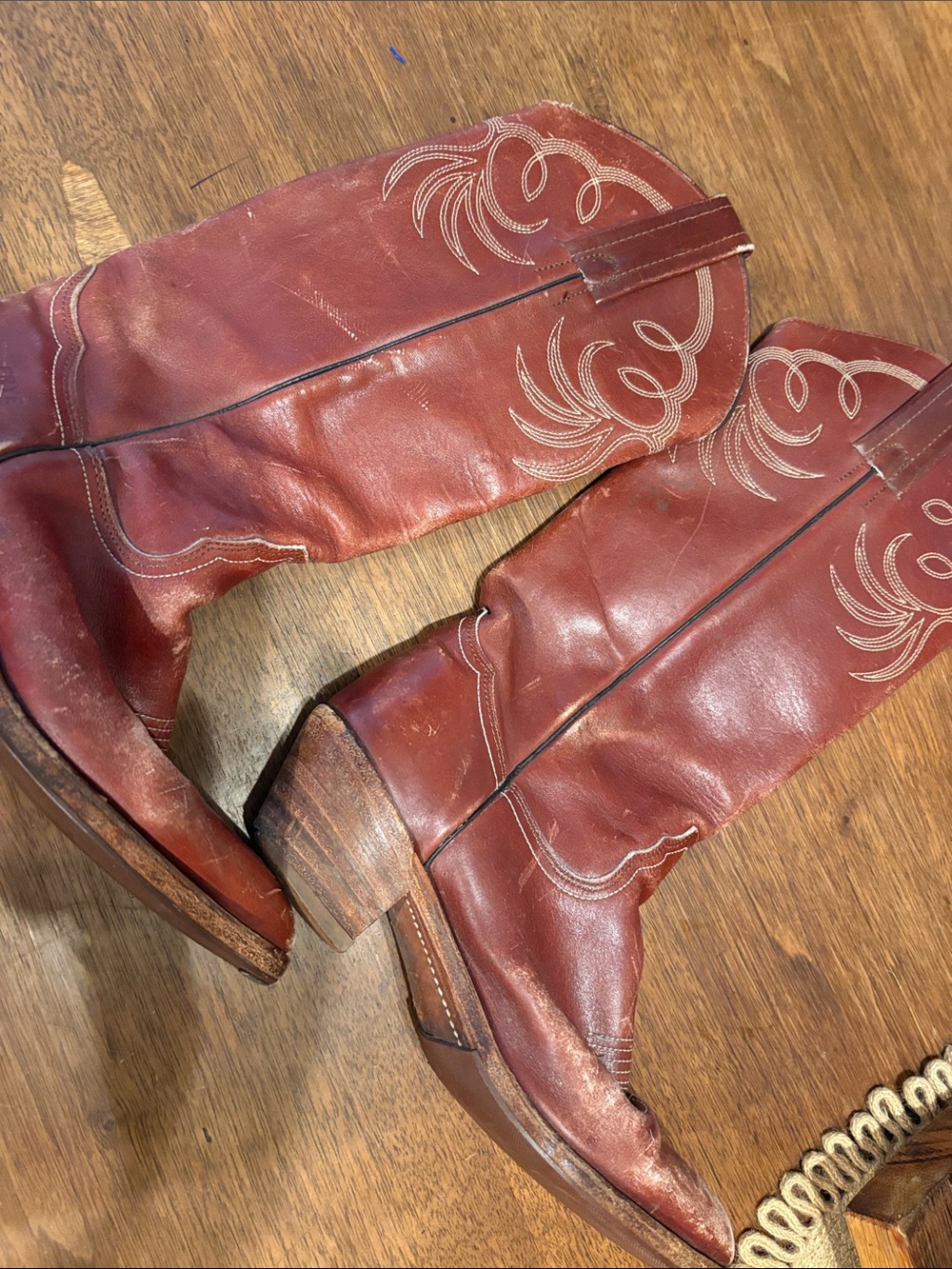 Frye Distressed Leather Western Heeled Boots